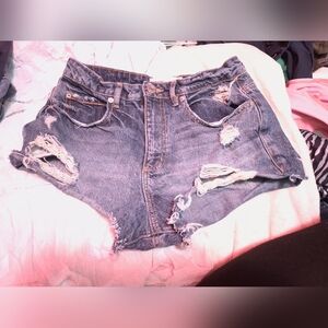 Garage Distressed Denim Cutoff Shorts - Blue